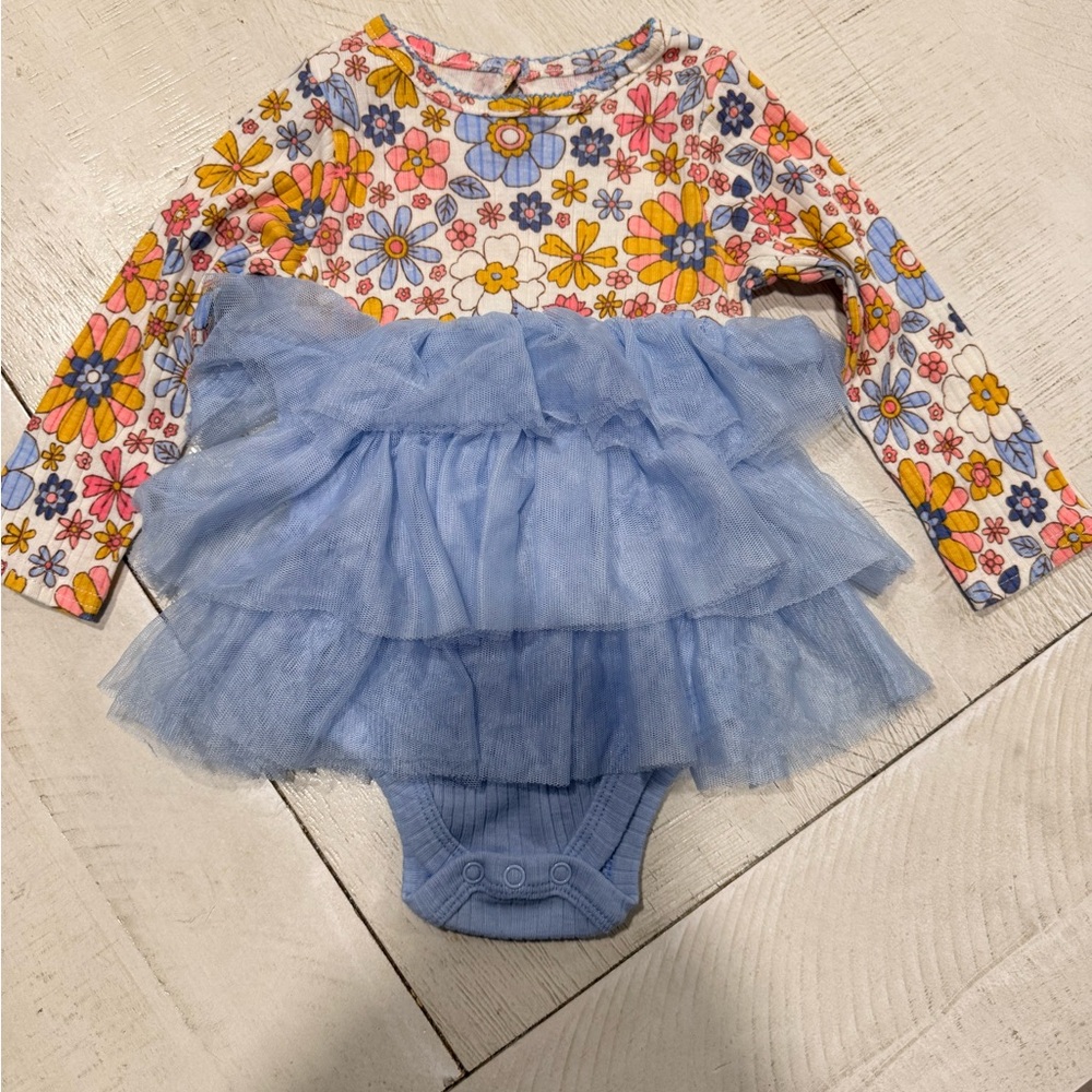 Baby Starters Floral Dress with Blue Trim